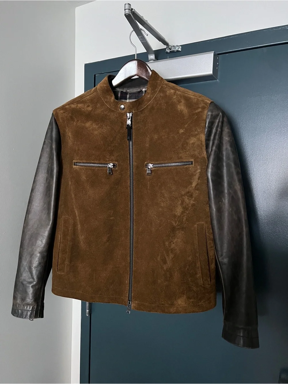 Banana Republic Brown Suede & Black Leather Sleeve Jacket
